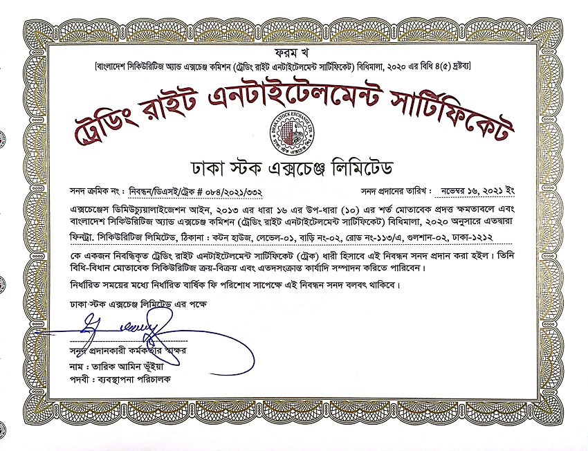 Trading Right Certificate